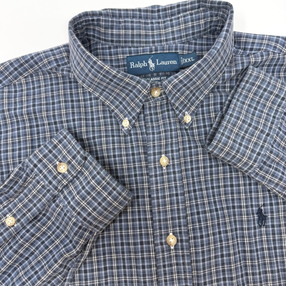 Ralph Lauren Mens XXL Classic Fit Plaid Cotton Button Down Shirt‎ Long Sleeve